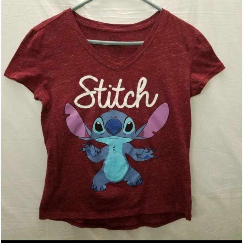 Disney Stitch graphics T Shirt size Med - Large 36" Heathered Maroon